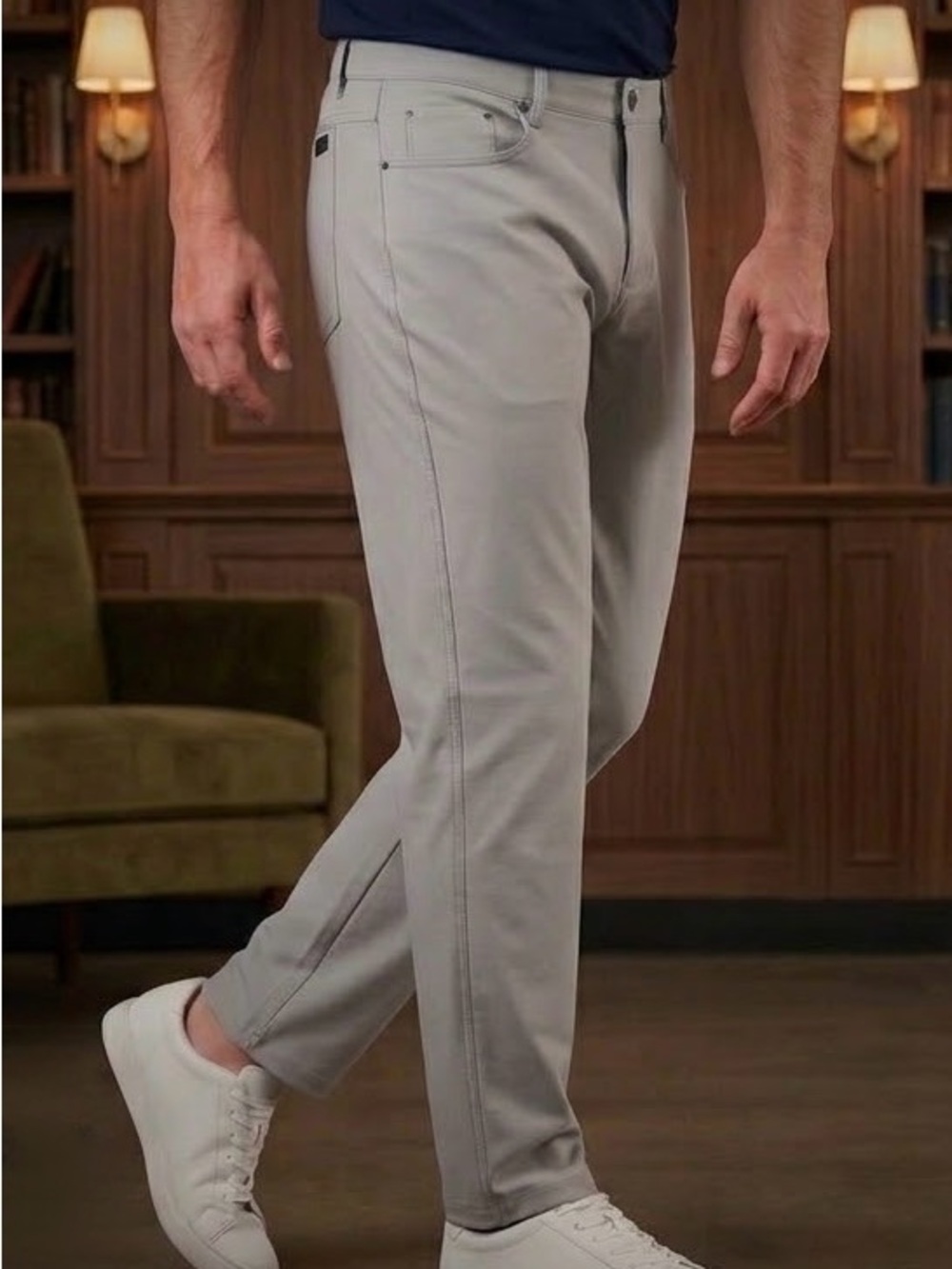 Greg Norman Mens Gray 5-Pocket Golf Performance Pants 34x30 NWOT